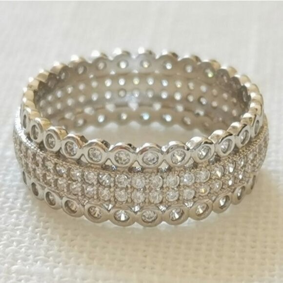 Sterling silver cz eternity band ring size 8 NEW - Picture 2 of 9